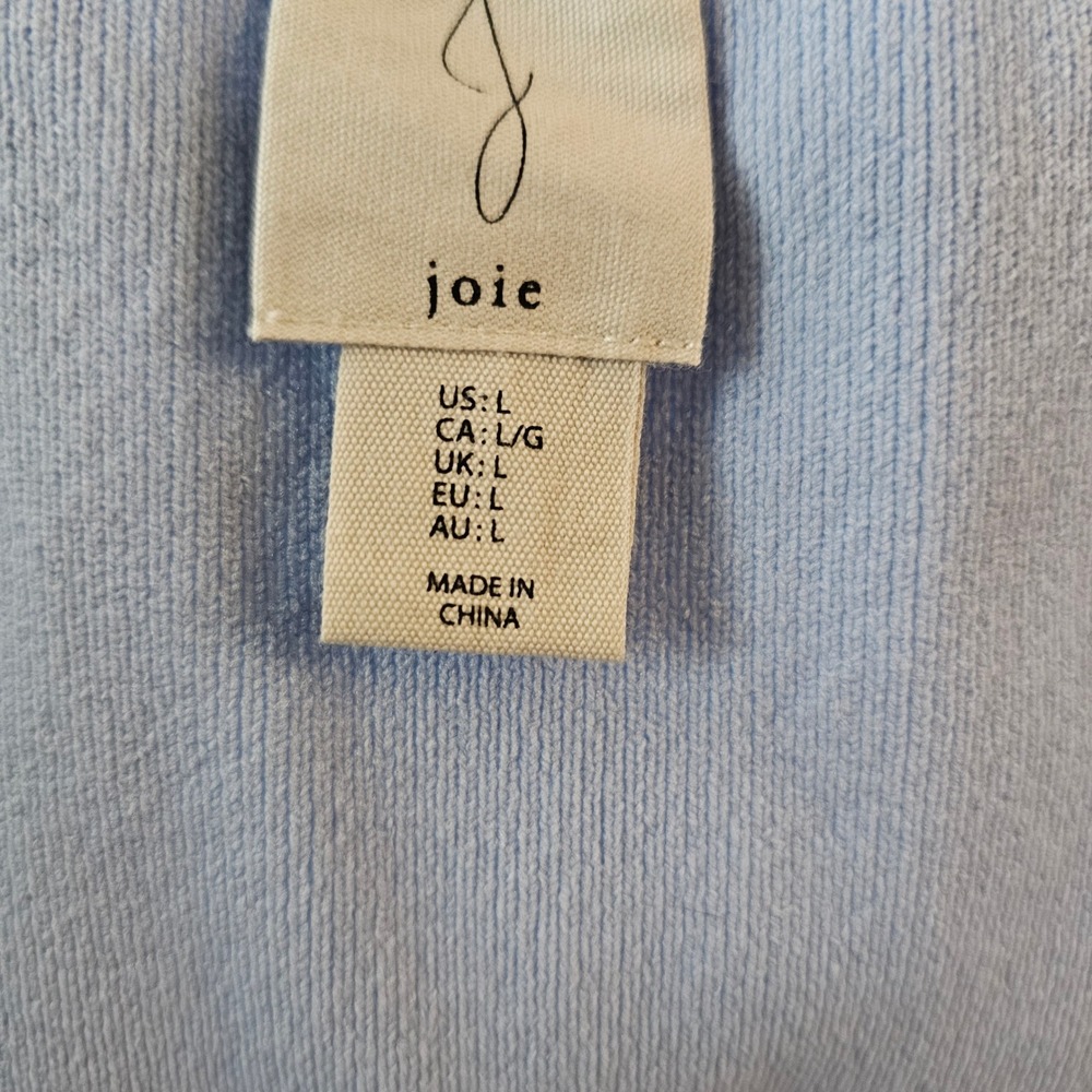 NWOT Joie Light Blue Square Neck‎ Puff Sleeve Ribbed Knit Top Women's Size L - Picture 4 of 5